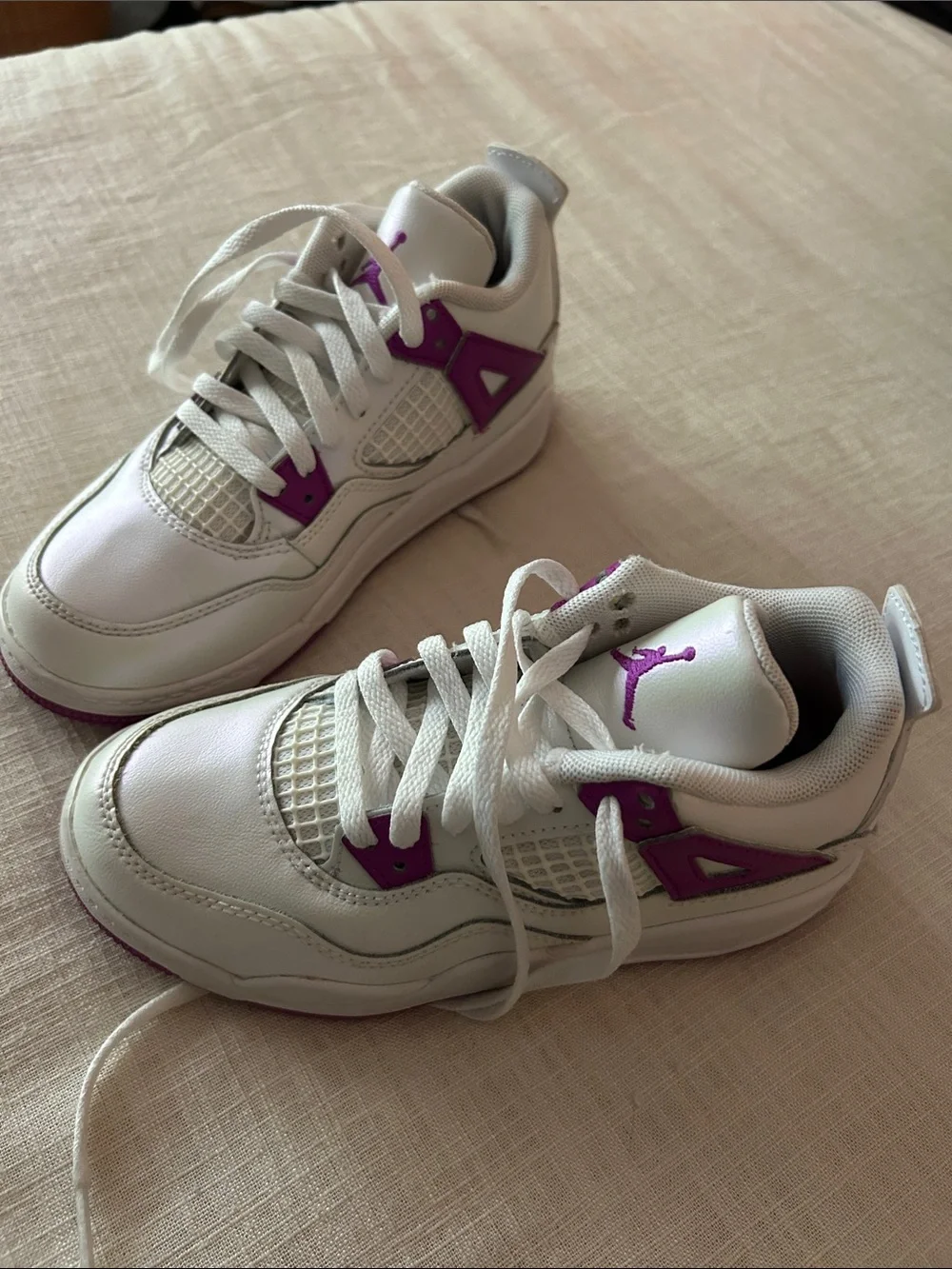 Jordan Kids White and Purple Low-Top Sneakers